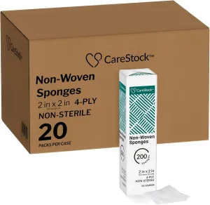 Gauze Sponge 2x2 [4000 Count] Non-Sterile Gauze Pads, 4-Ply, Medical Grade Cotton Wound Dressing for First Aid Kit, 200 Count, Pack of 20