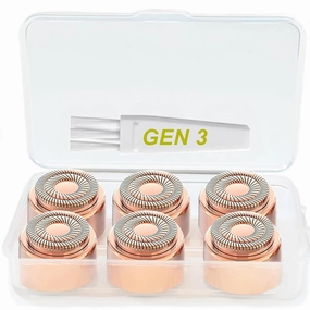 Generation 3 Replacement Heads for NEW Finishing Touch Flawless Facial Hair Remover Gen 3 - Double Precision Enhanced Floating Blades Heads for Flawless Gen 3, PACK of 6, w/Storage Case & Clean Brush