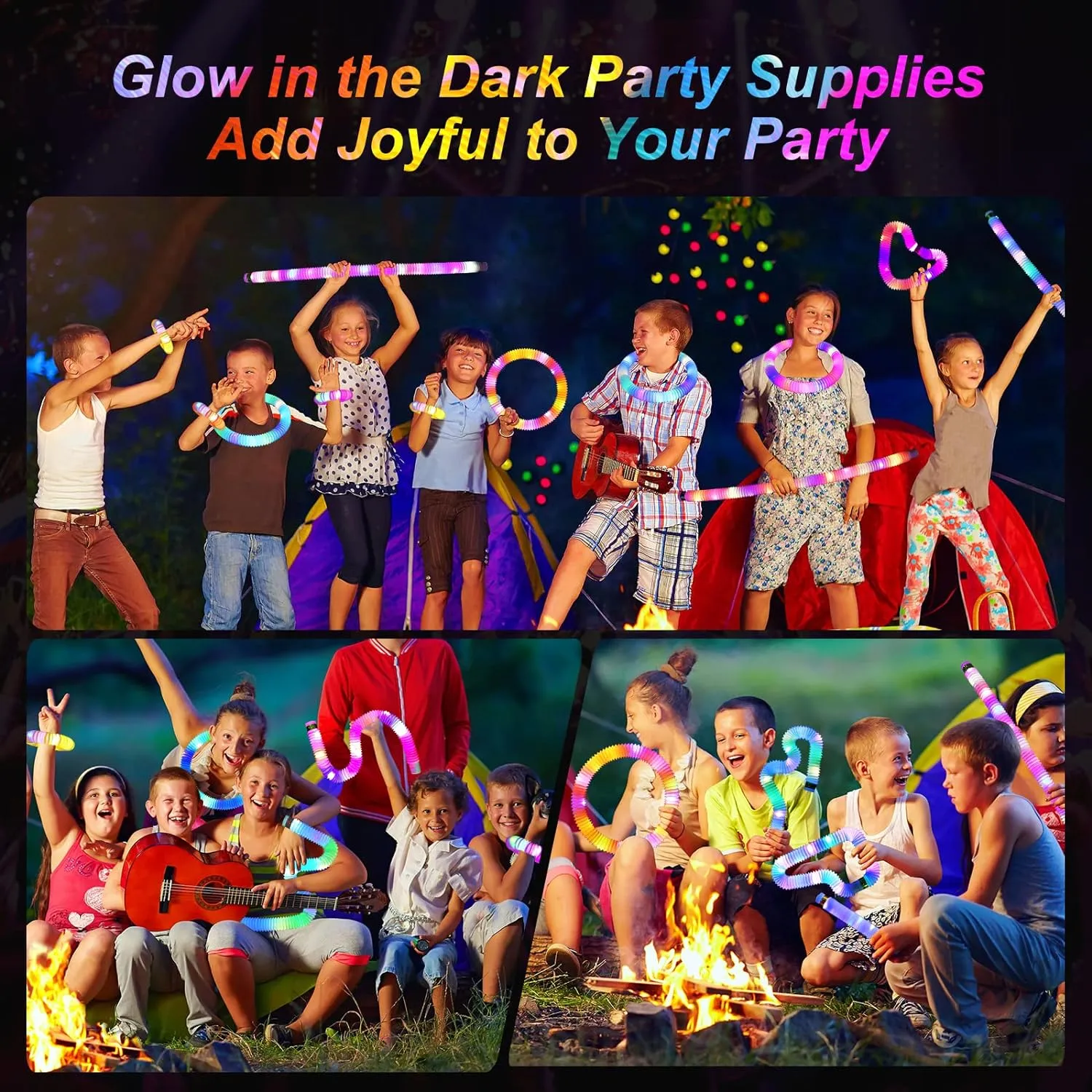 Glow Sticks Light Up Fidget Pop Tubes 18 Pack Glow in The Dark Party Supplies Toddler Sensory Toys, Glow Stick Party Pack Halloween Party Favors Goodie Bag Stuffers Christmas Return Gifts for Kids