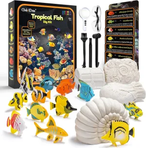 GobiDex Ocean Life Fish Dig Kit, Excavate 12 Simulated Marine Fish Science Kits for Kids Age 6-8-12, STEM Learning & Education Toys, Party Favors Gift for Kids Boys & Girls Age 6  Year Old
