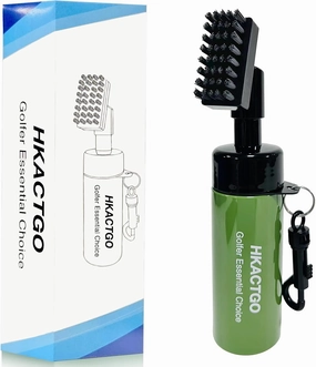 Golf Club Cleaner Brush with Spray Bottle, Holds 5 oz Water Portable Golf Cleaning Tool Gadgets and Groove Cleaner Kits That,Greener