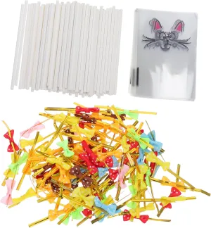 GOOHOCHY Creative Candy Making 300pcs Cat Expression Cake Pop Supplies Wrapping Bags Sticks for Boys and Girls