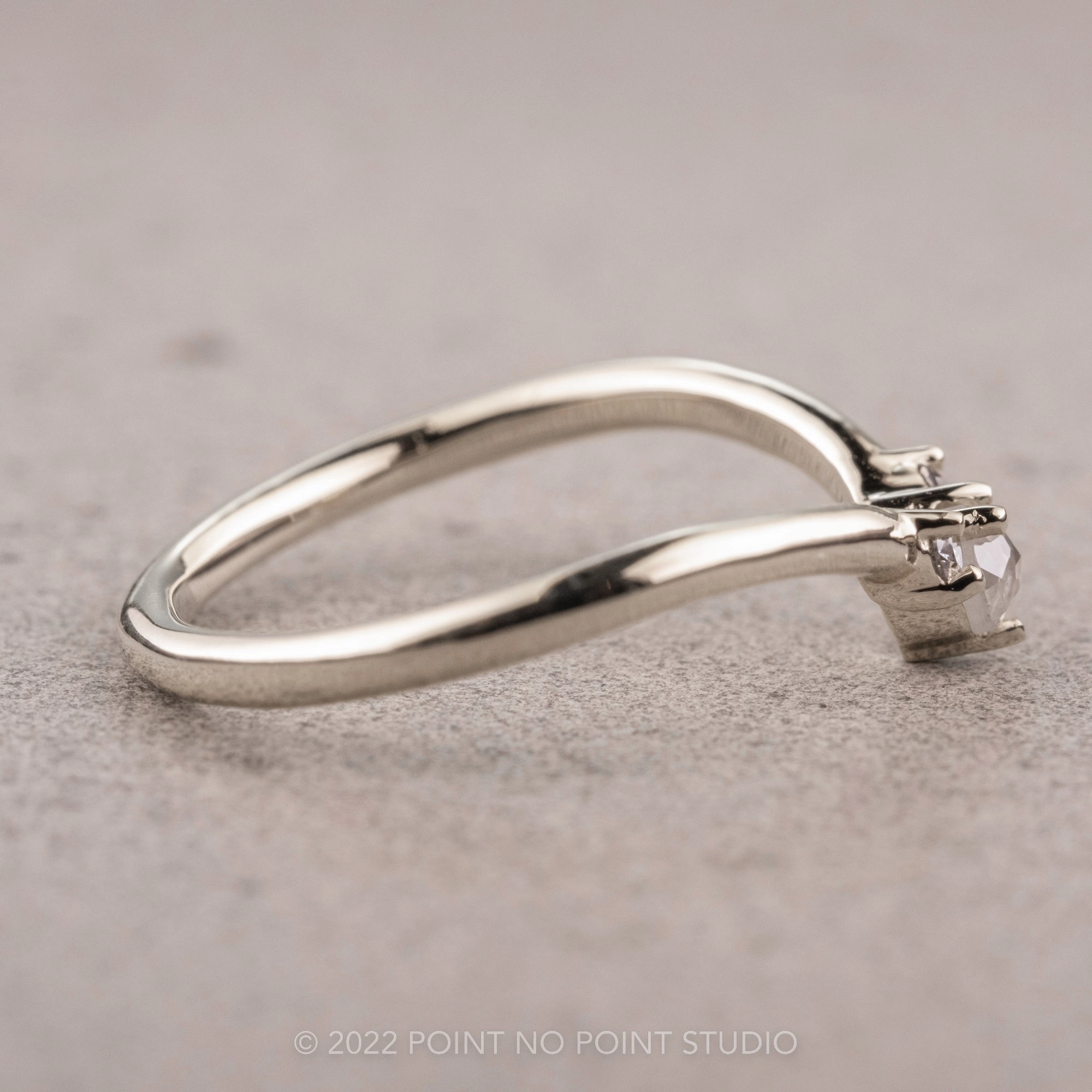 Grey Diamond Wedding Band, Charlotte Setting, 14K White Gold