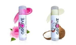 Grove Unisex Wild Rose & Coconut Flavoured Lip Balms For All Kind Of Lips With Shea, Coco & Kokum Butter, Vit-E, Almond & Coconut Oil -Hydrating Lip care, Lip Butter 6g Sticks