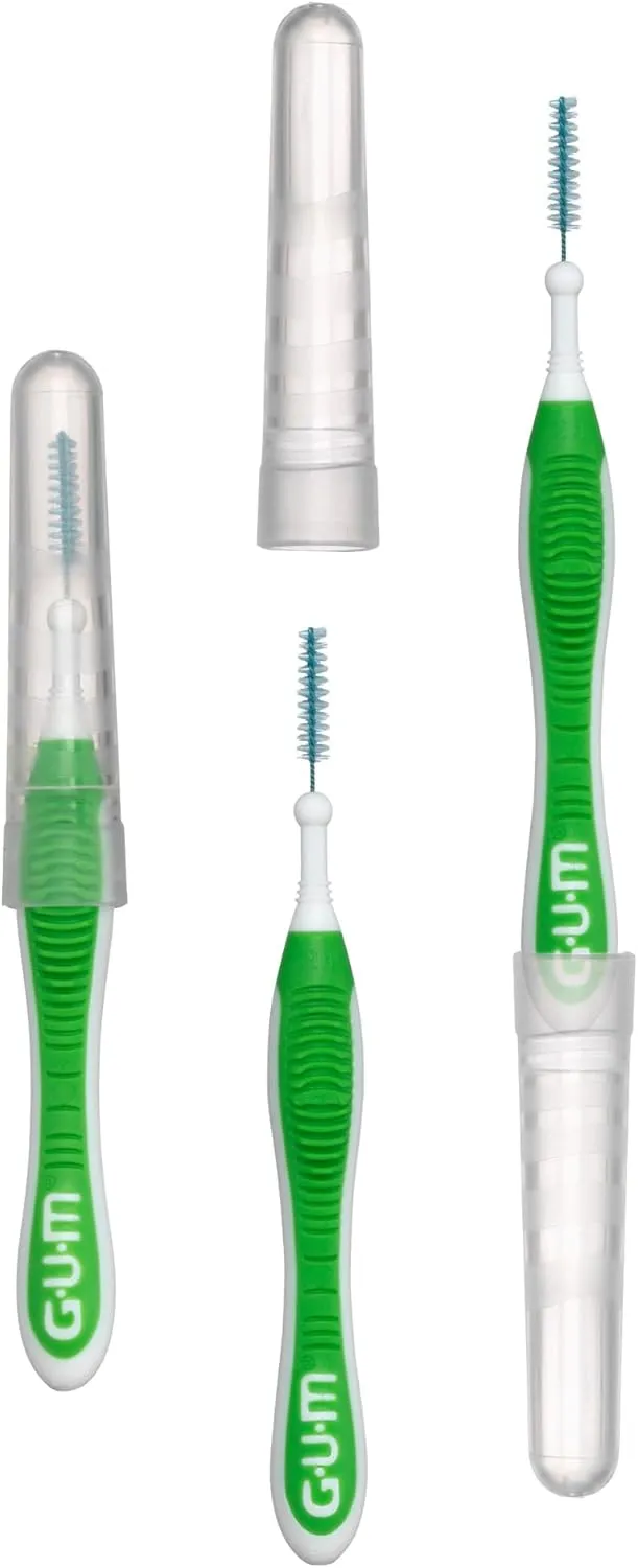GUM Proxabrush Go-Betweens - Tight - Interdental Brushes - Soft Bristled Dental Picks for Plaque Removal Health - Safe for Braces & Dental Devices, 10ct (6pk)