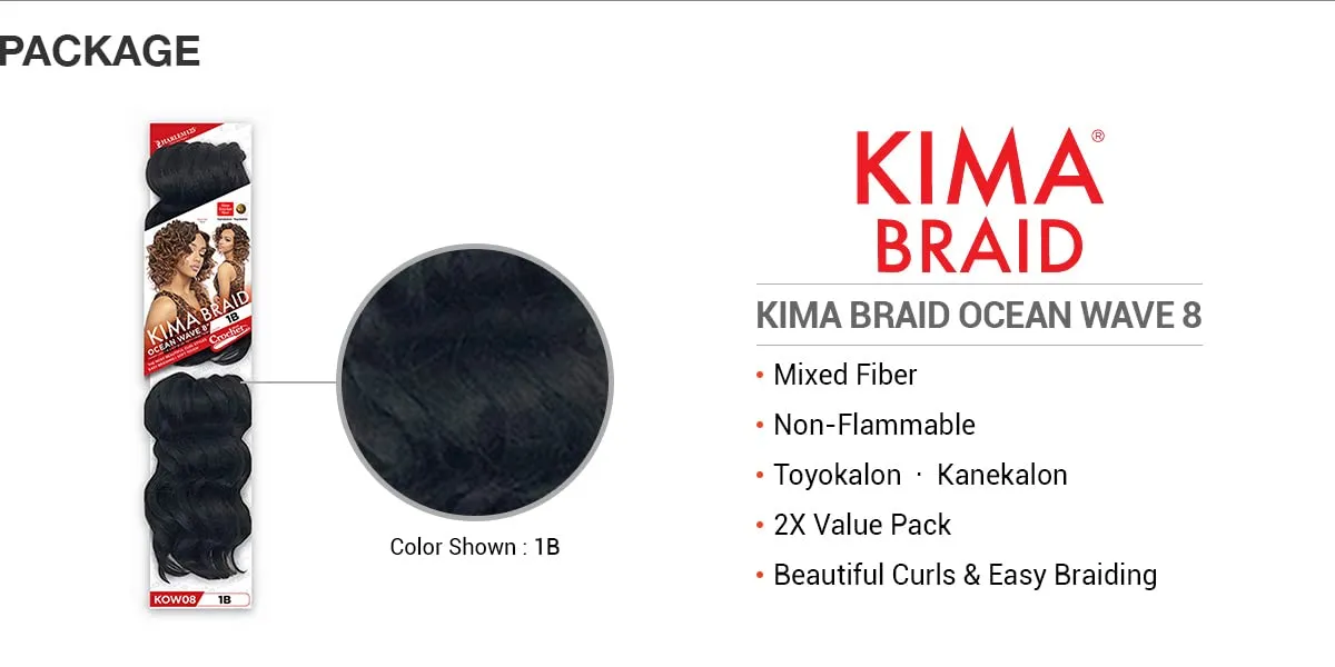 Harlem 125 Synthetic Hair Braids Kima Braid Ocean Wave 8inch (3-pack, 2)