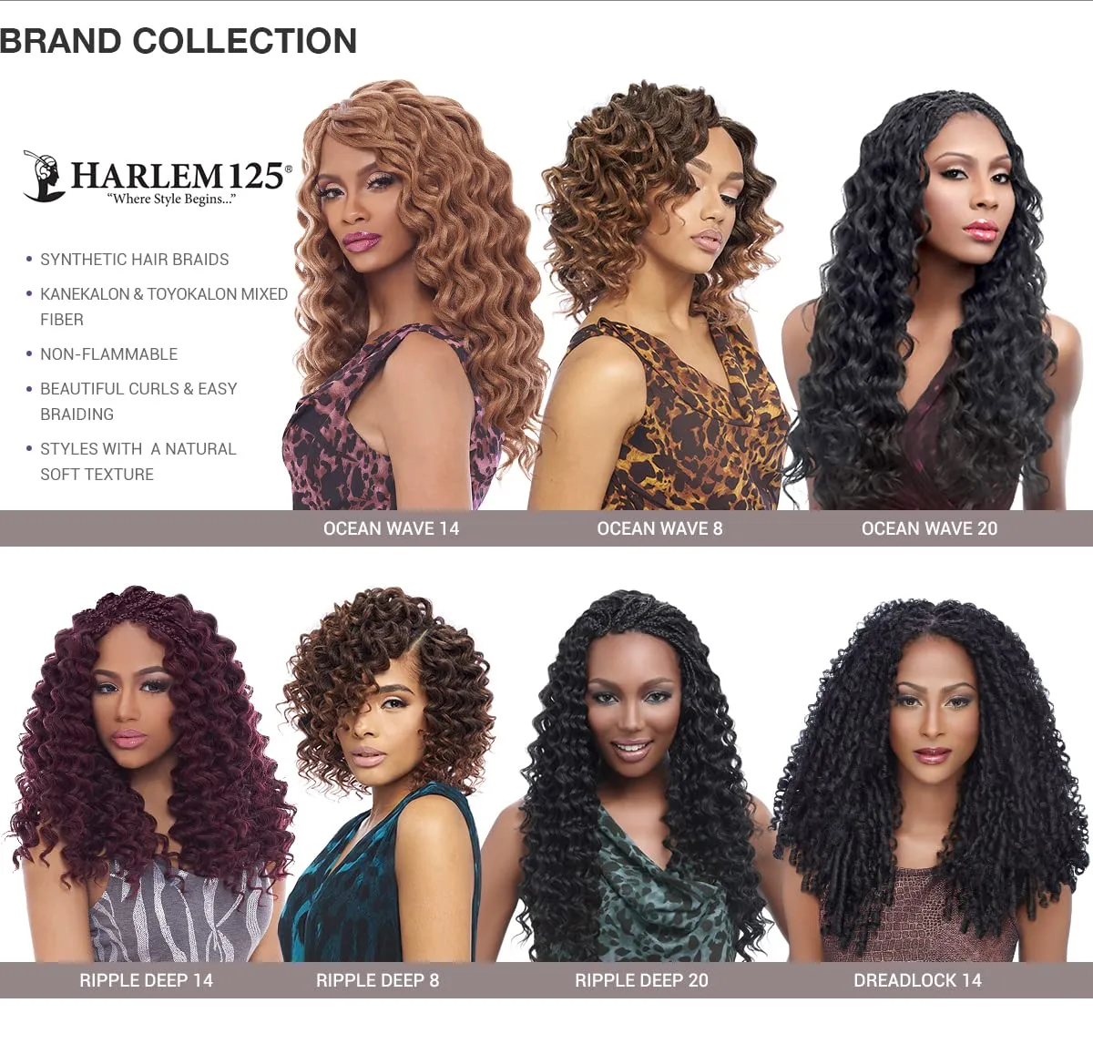 Harlem 125 Synthetic Hair Braids Kima Braid Ocean Wave 8inch (3-pack, 2)