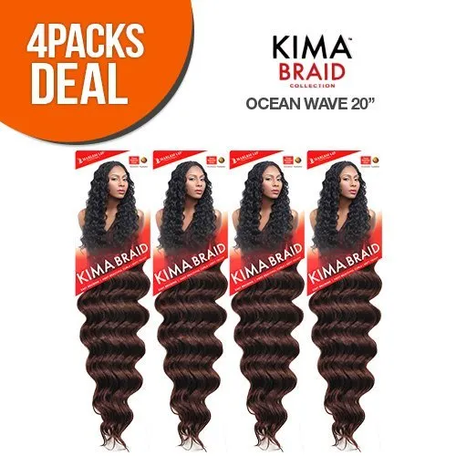 Harlem125 Synthetic Hair Braids Kima Braid Ocean Wave 20 (4-Pack, 1B) by Harlem 125