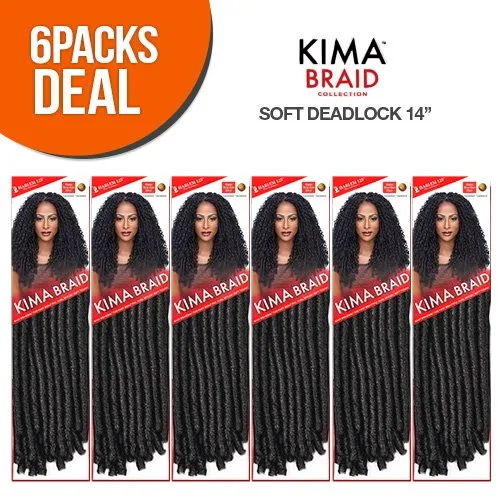 Harlem125 Synthetic Hair Braids Kima Braid Soft Dreadlock 14" (6-Pack, 1B)