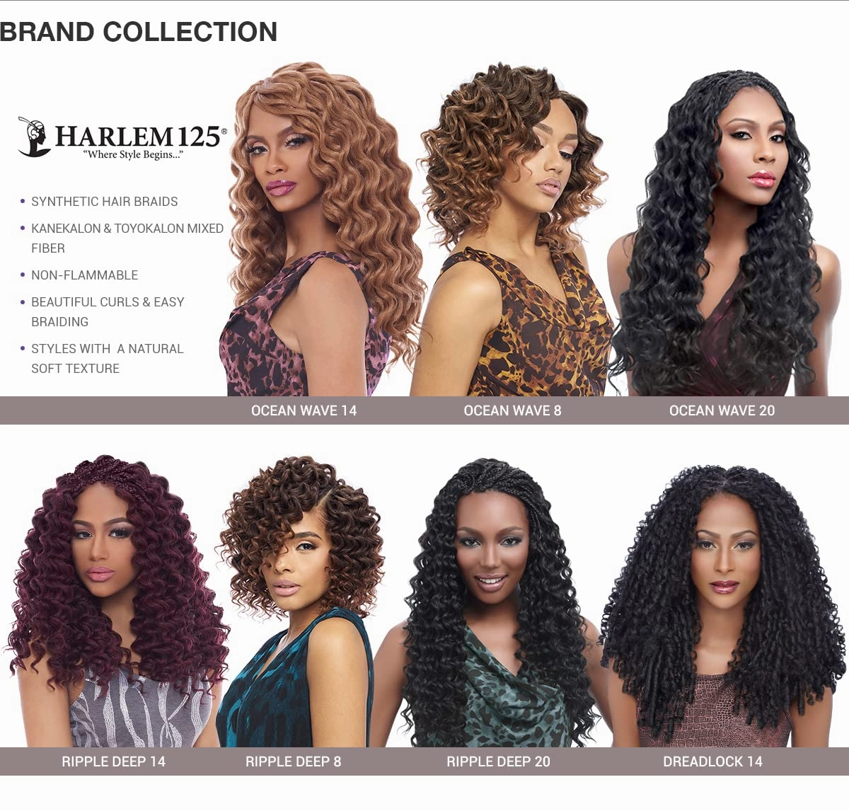 Harlem 125 Synthetic Hair Braids Kima Braid Ocean Wave 8inch (3-pack, 1)