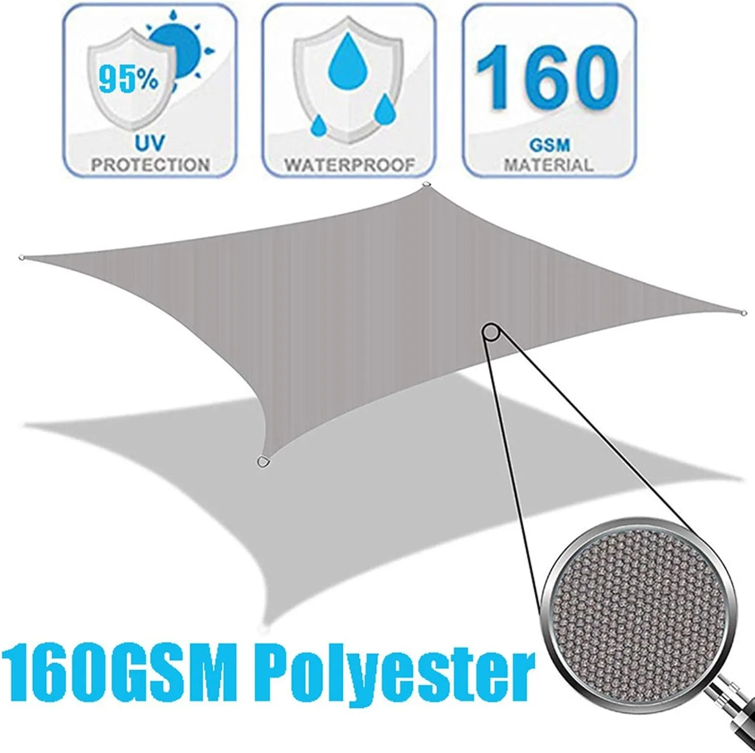 Heavy Duty Sun Shade Sail Waterproof Square 11.8' x 11.8' Shade Cover Canopy Awning UV Block Shade Cloth 90% Shade Protection for Outdoor Deck Patio Garden Yard, Ropes Included(Royal Blue)