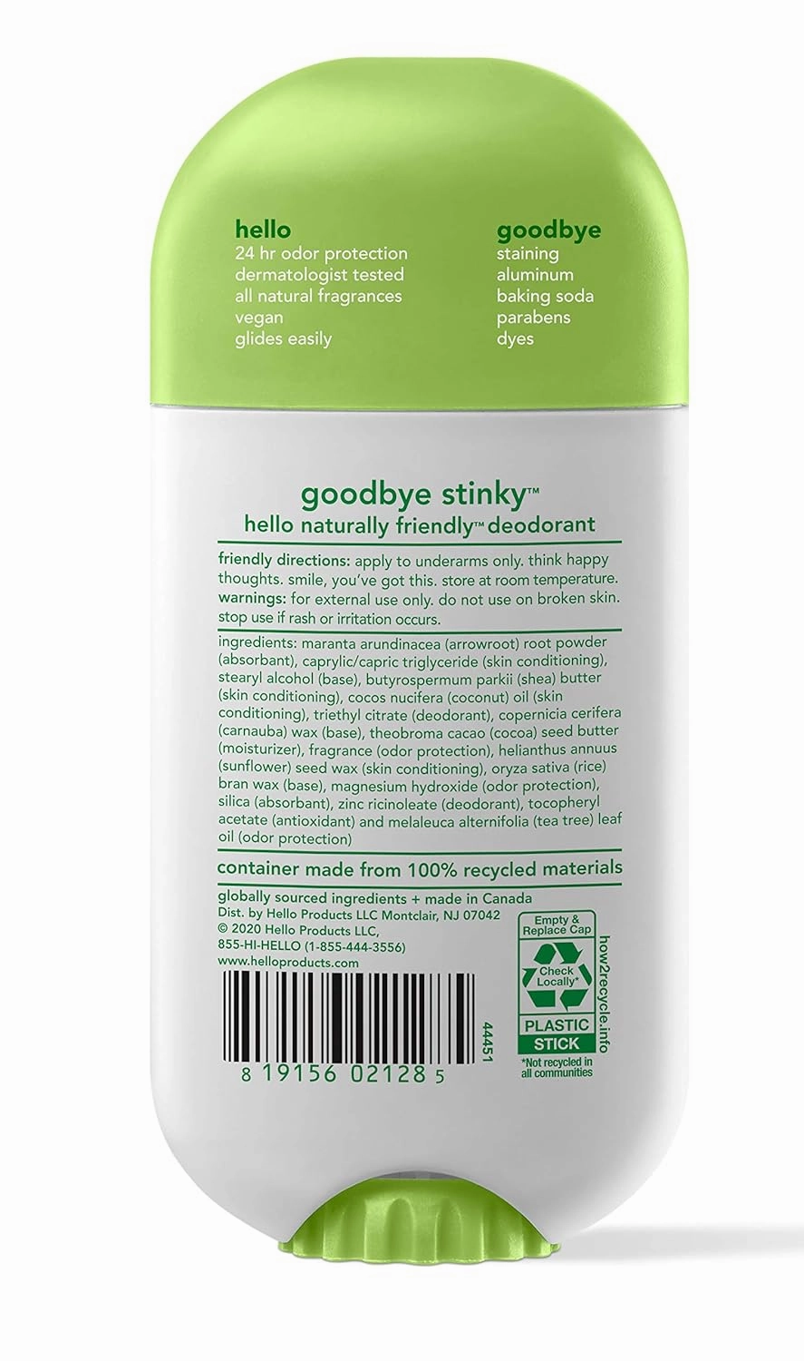 hello Shea Butter Fresh Citrus Deodorant for Women and Men, Aluminum Free, Baking Soda Free, Parabens Free, 24 Hour Protection, 2.6 Ounce (Pack of 3)