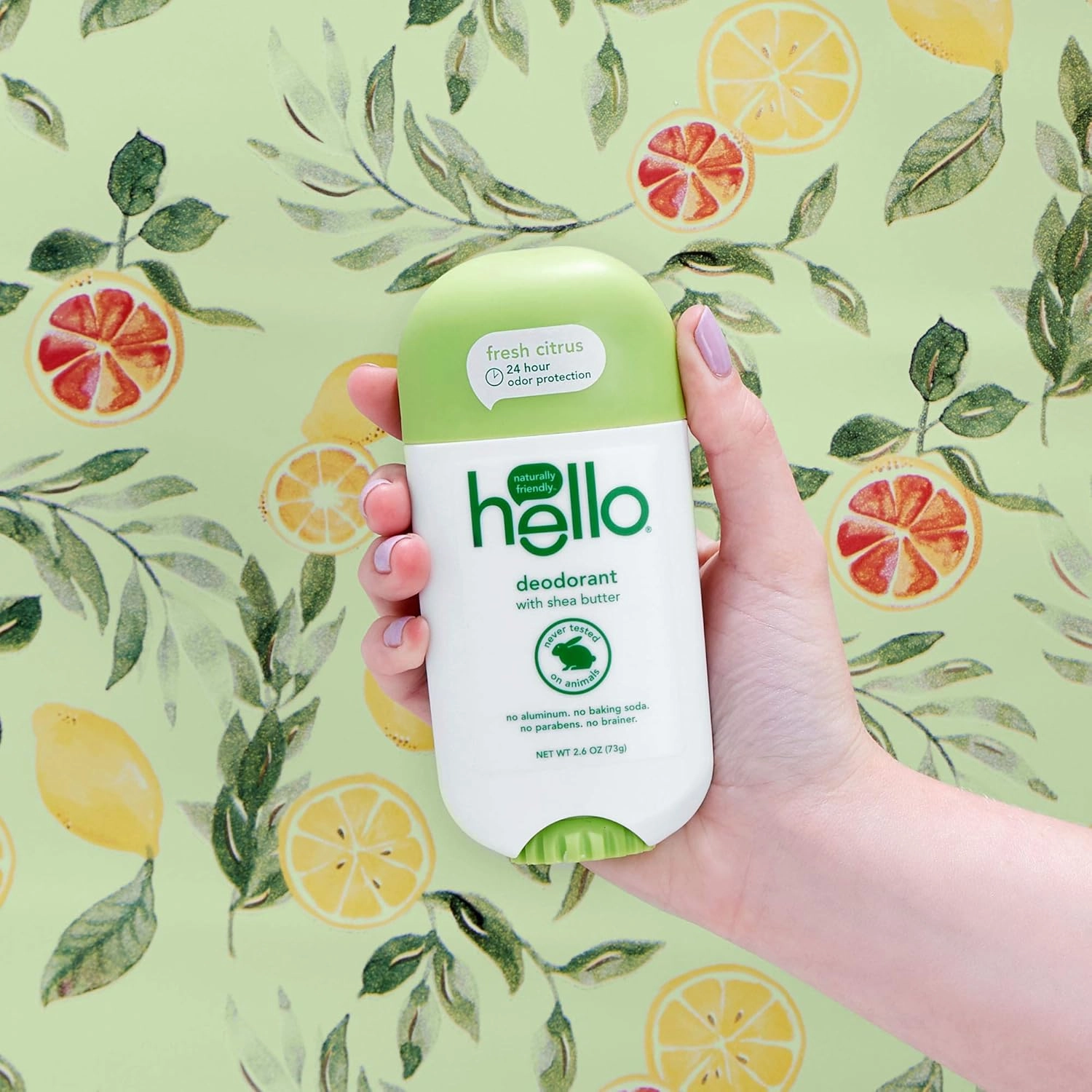 hello Shea Butter Fresh Citrus Deodorant for Women and Men, Aluminum Free, Baking Soda Free, Parabens Free, 24 Hour Protection, 2.6 Ounce (Pack of 3)
