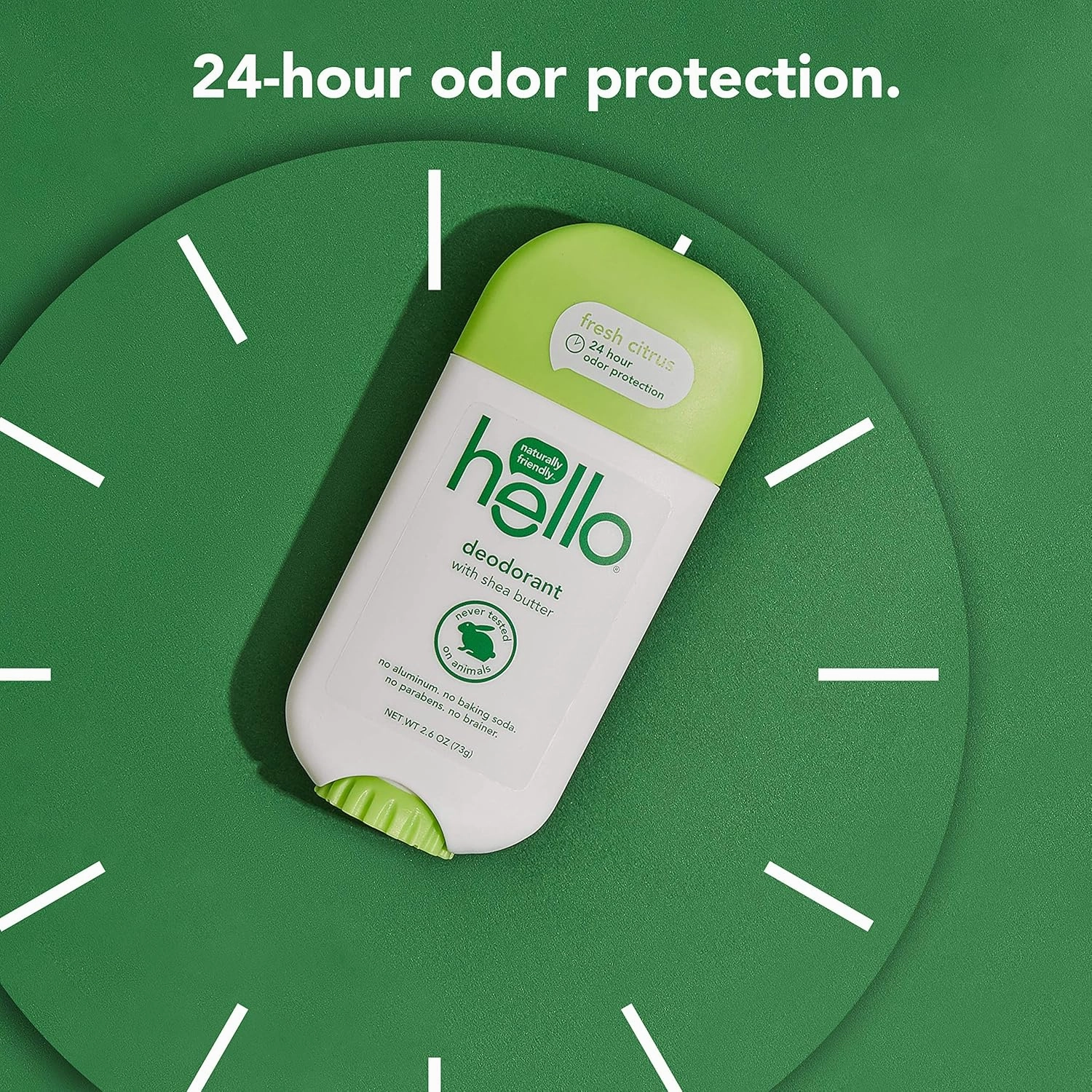 hello Shea Butter Fresh Citrus Deodorant for Women and Men, Aluminum Free, Baking Soda Free, Parabens Free, 24 Hour Protection, 2.6 Ounce (Pack of 3)