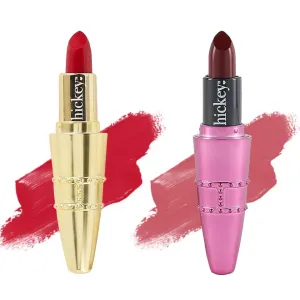Hickey Lipstick Mile High & Big Trouble Organic Refillable Lipsticks - Perfect Red & Berry Wine Shades - Moisturizing & Long Lasting, Gluten Free, HIghly Pigmented & Cruelty Free Lipstick - Vegan