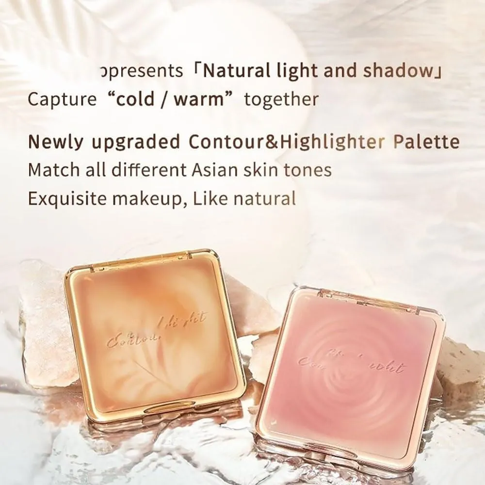 Highlighter Contour, 2 In 1 Highlighter Contour Palette (Wood Style)