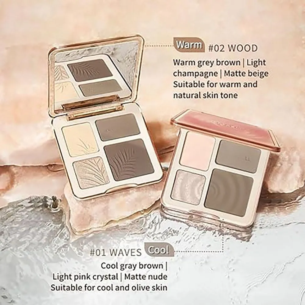 Highlighter Contour, 2 In 1 Highlighter Contour Palette (Wood Style)