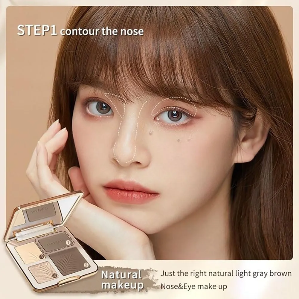 Highlighter Contour, 2 In 1 Highlighter Contour Palette (Wood Style)