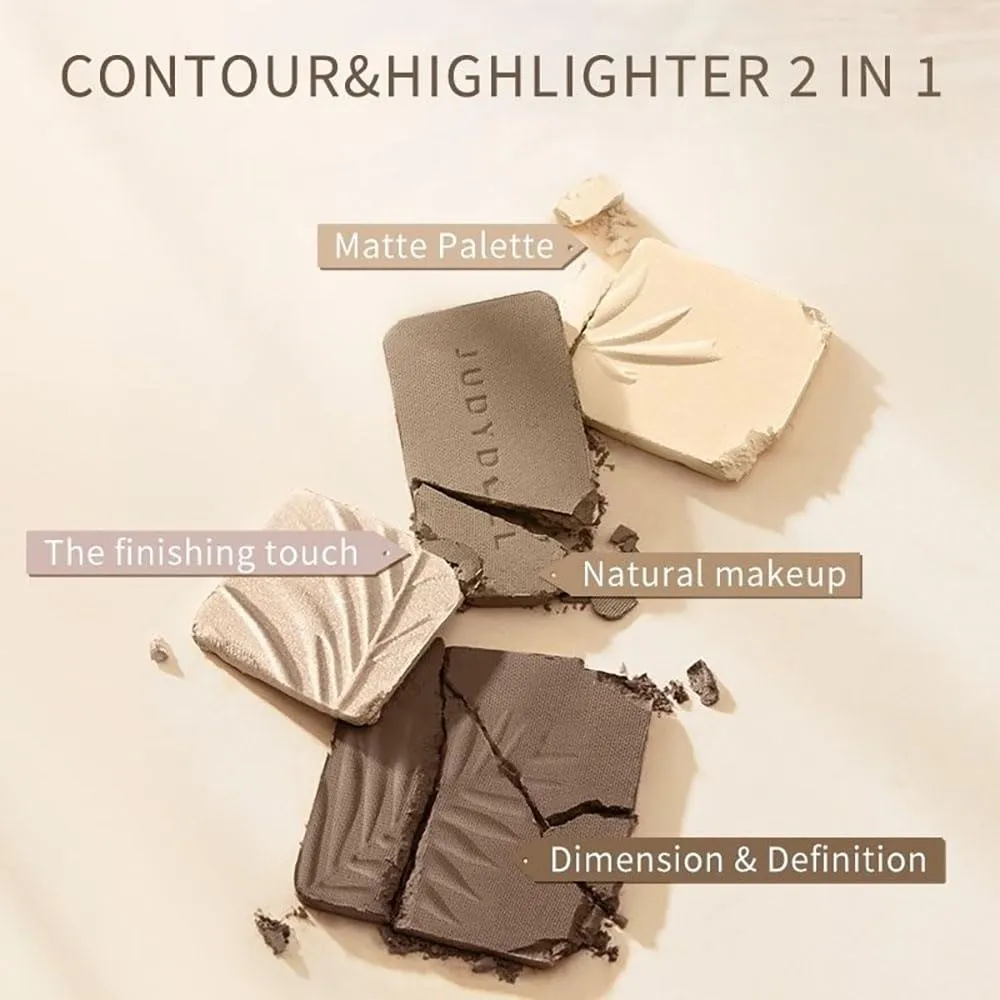 Highlighter Contour, 2 In 1 Highlighter Contour Palette (Wood Style)