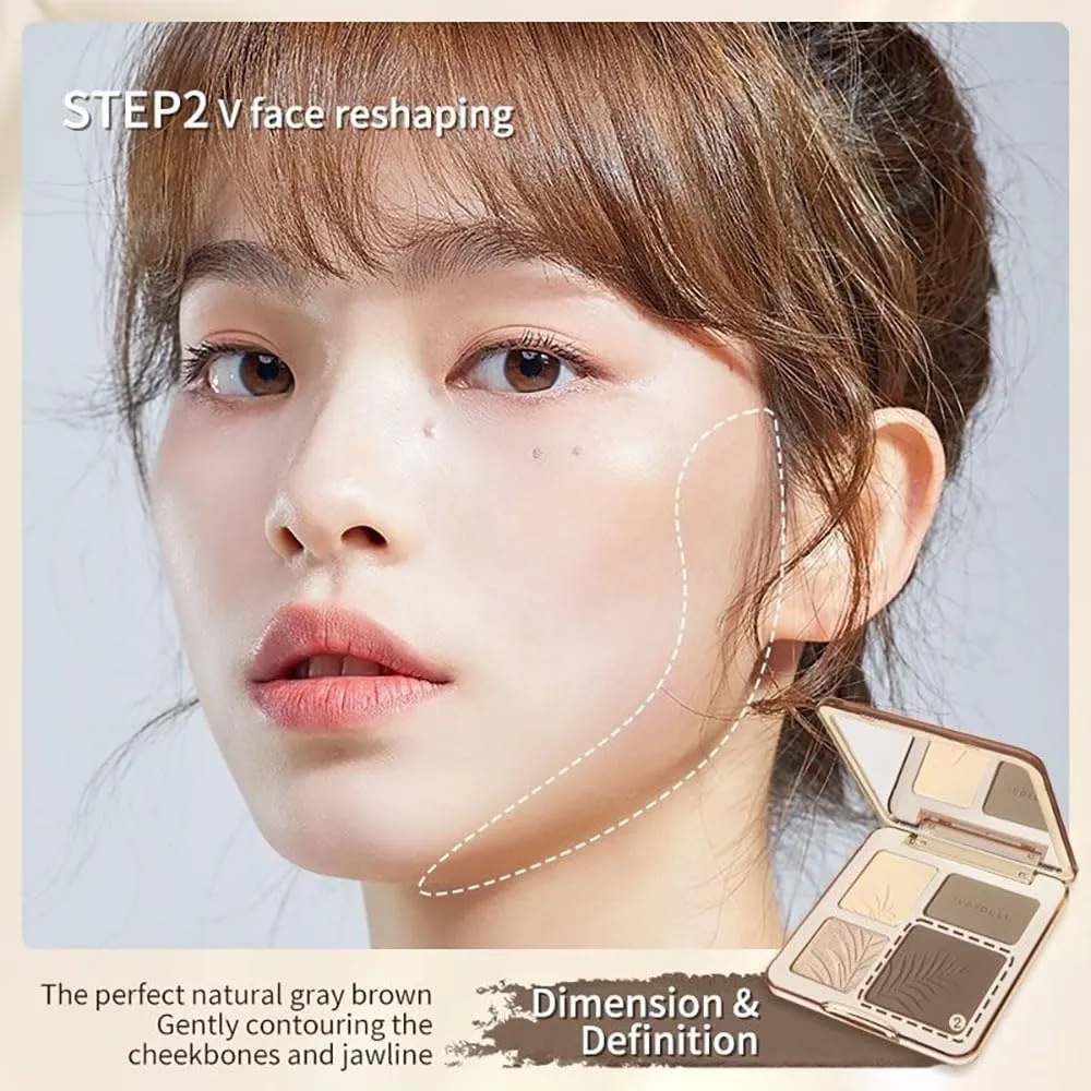 Highlighter Contour, 2 In 1 Highlighter Contour Palette (Wood Style)
