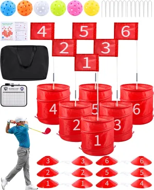 HOTWIND Backyard Golf Game, Portable 6 Hole Backyard Golf Course for Indoor & Outdoor Play, Backyard Golf Practice Game Gifts for Family and Adults, Lawn Beach Yard Camping Park Golf Game for Adults
