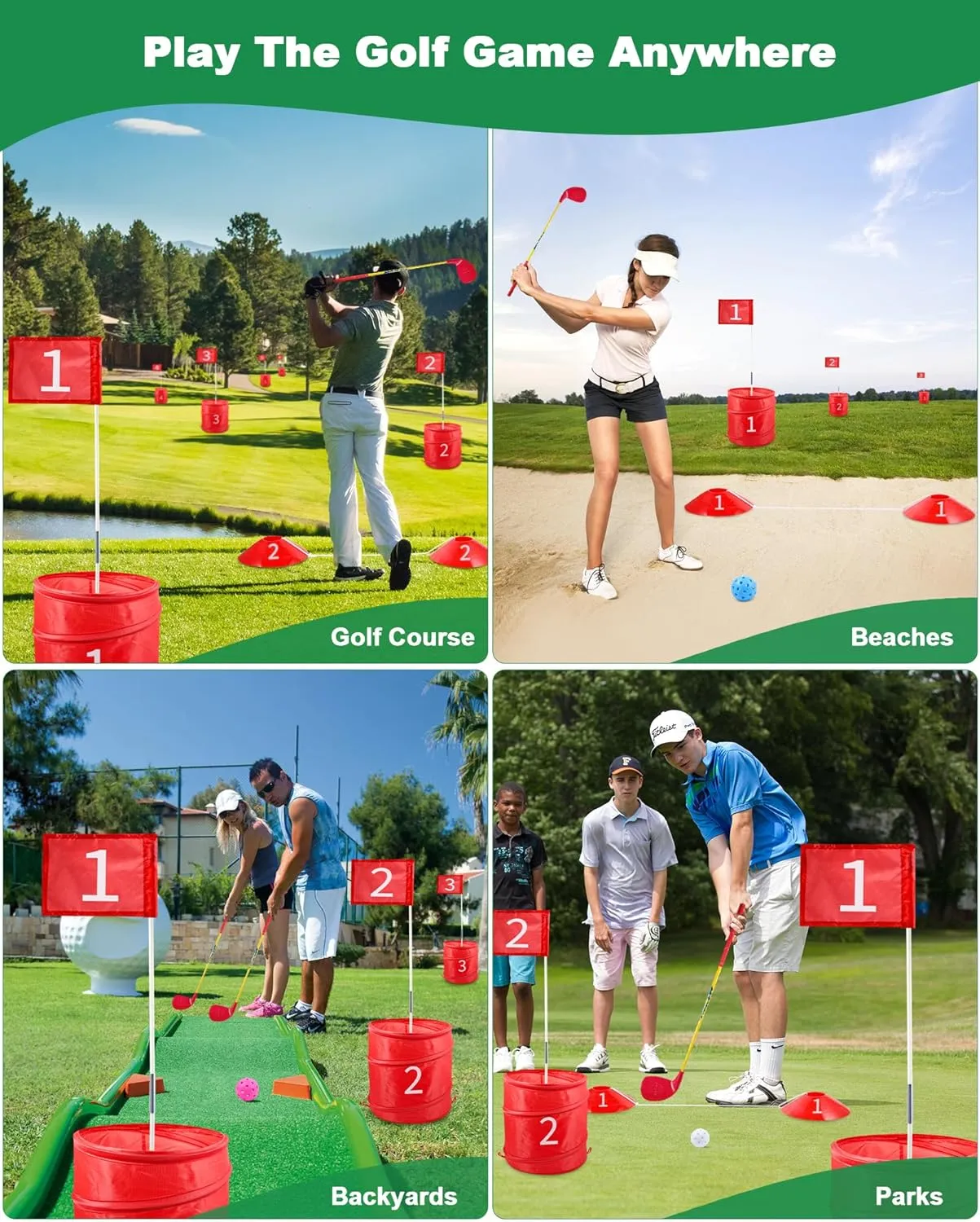 HOTWIND Backyard Golf Game, Portable 9 Hole Backyard Golf Course for Indoor & Outdoor Play, Backyard Golf Practice Game Gifts for Family and Adults, Lawn Beach Yard Camping Park Golf Game for Adults