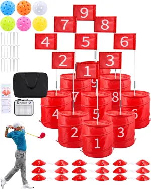 HOTWIND Backyard Golf Game, Portable 9 Hole Backyard Golf Course for Indoor & Outdoor Play, Backyard Golf Practice Game Gifts for Family and Adults, Lawn Beach Yard Camping Park Golf Game for Adults