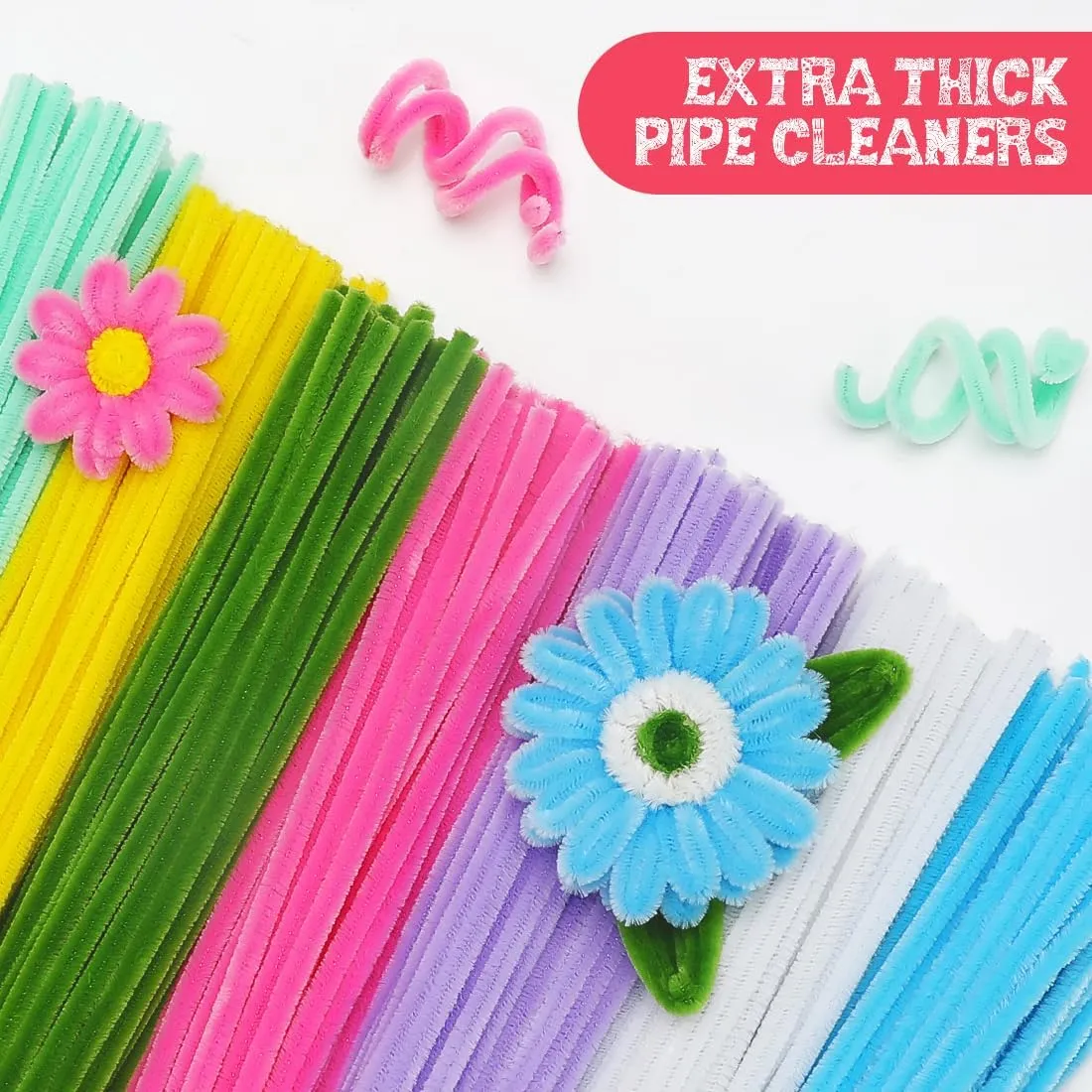 IOOLEEM Pipe Cleaners, 480pcs Multi-Colored, Flower Making Kit, Arts and Craft Supplies, Pipe Cleaners Kit, Pipe Cleaners for Flowers, Craft Supplies Kit, Ideas for Art Project Activity.