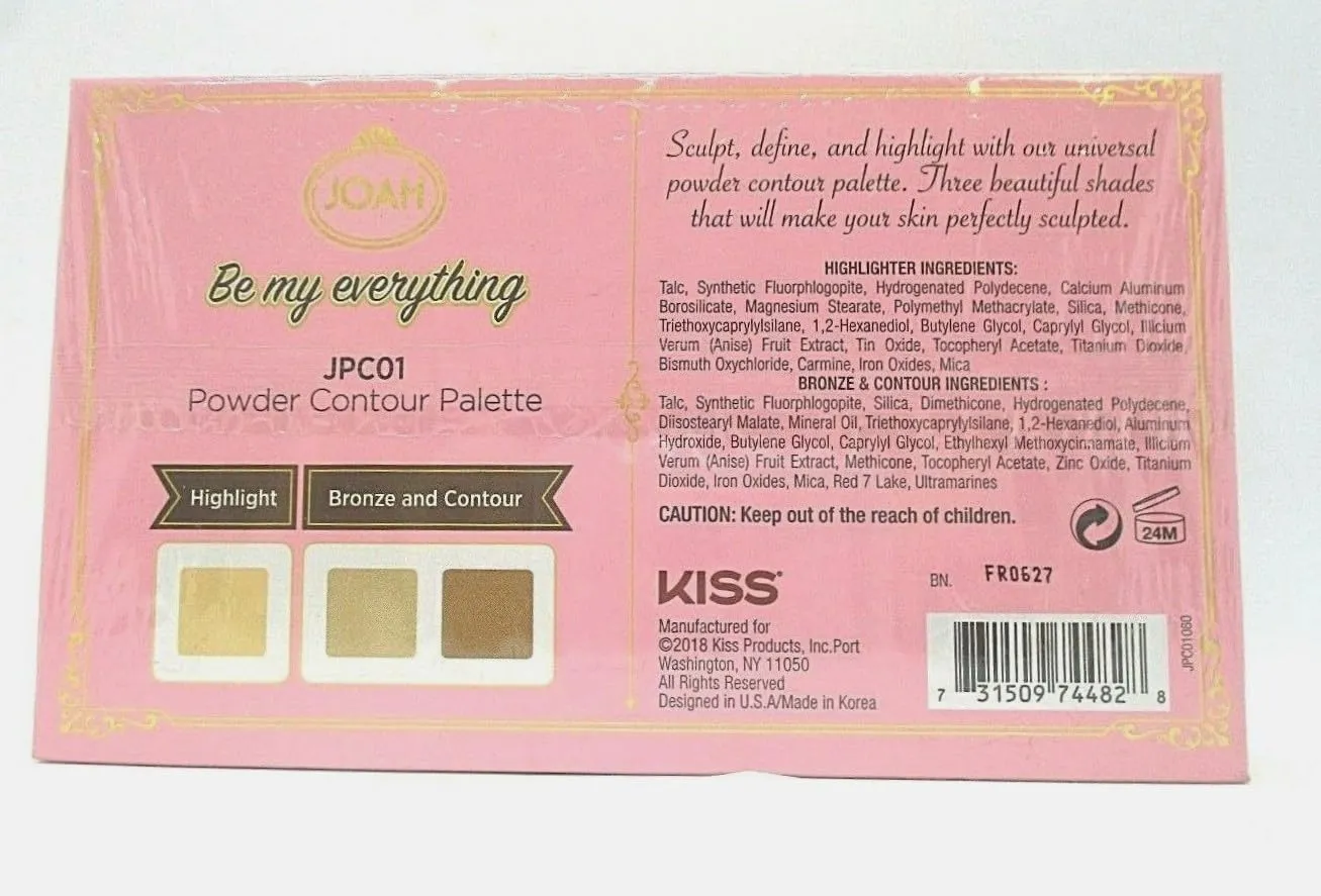 JOAH Be My Everything Powder Contour Palette, Light JPC01, Brush Included, 0.1 oz per 3 Powders, Bronze