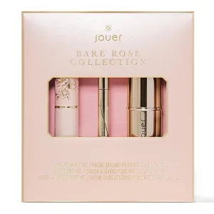 Jouer Bare Rose Collection - Blush Stick, Cream Lip Liner, Lip Plumping Balm Kit - Face Makeup in Rose Shades - Hydrating Formulas for Long Wear