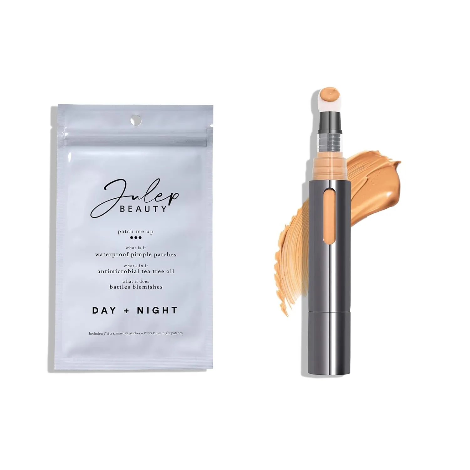 Julep Skin Perfecting Duo (2pc set) - Julep Patch Me Up Waterproof Pimple Patches 72 pcs & Cushion Complexion Concealer & Corrector Stick Infused with Turmeric & Hyaluronic Acid - Honey 300