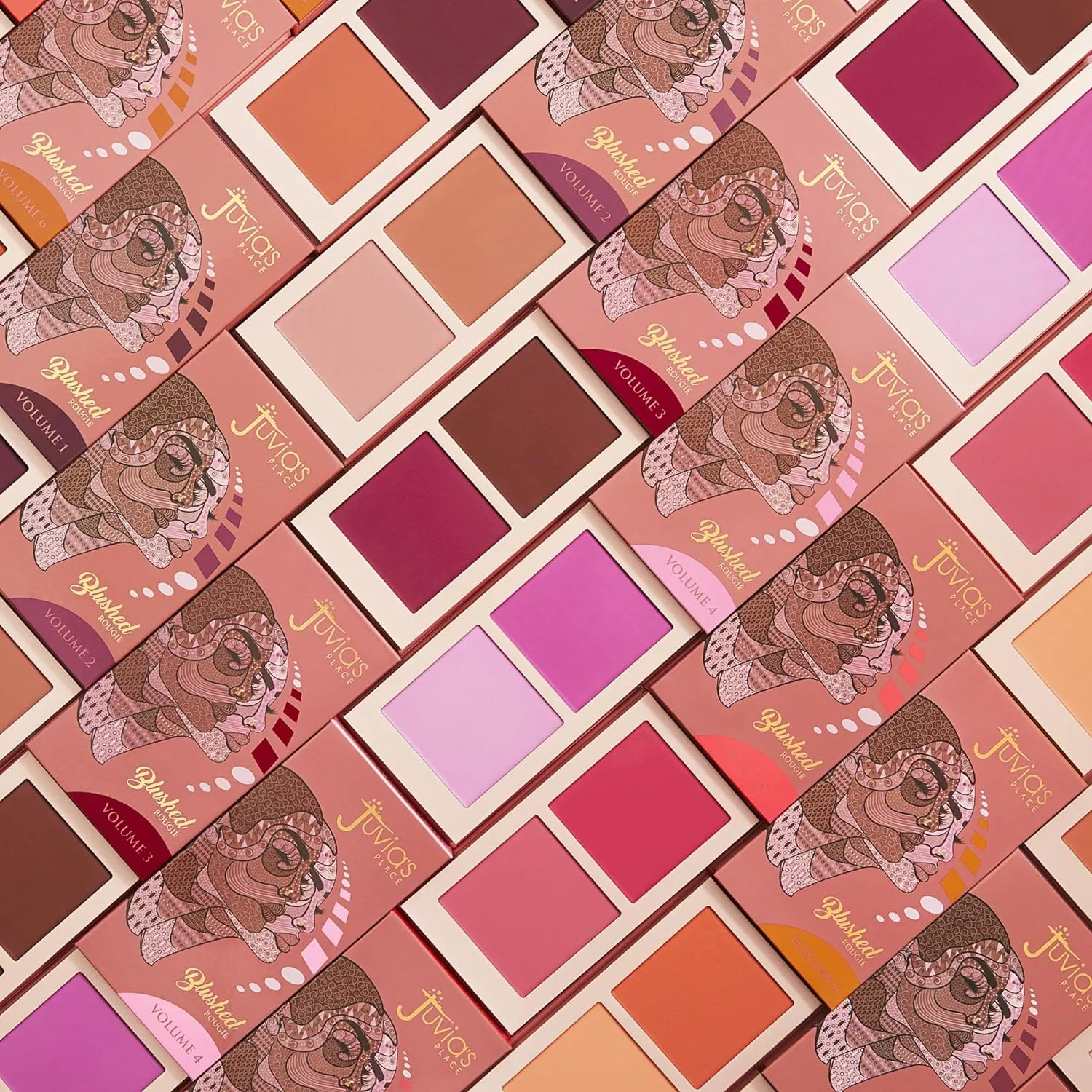 Juvia's Place Blushed Duo Blush Volume3 - Two Tone Pigmented Buildable Pressed Mineral Powder - Rosy Natural Cheeks Matte Fresh Finish for All Skin Color