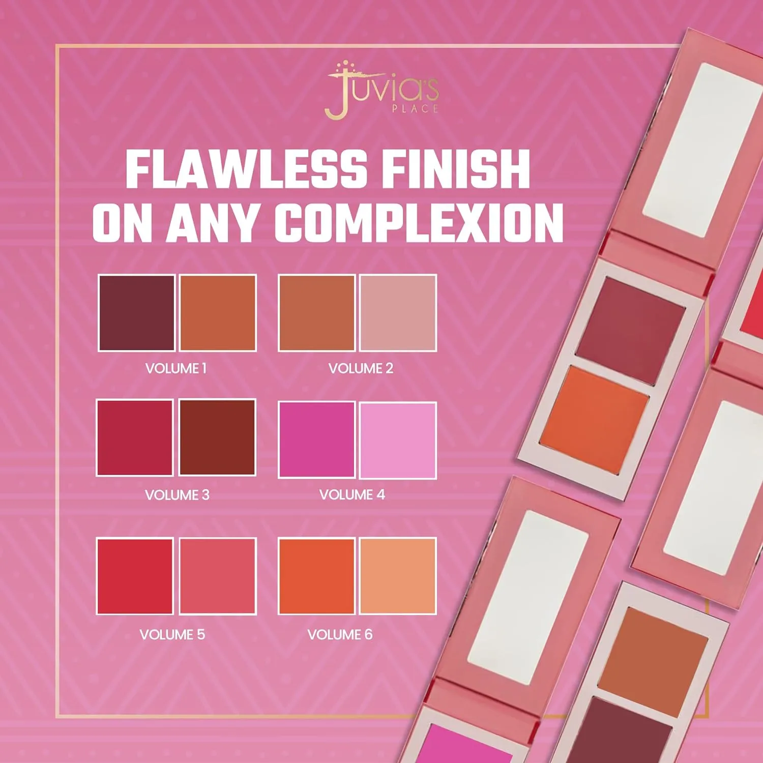 Juvia's Place Blushed Duo Blush Volume3 - Two Tone Pigmented Buildable Pressed Mineral Powder - Rosy Natural Cheeks Matte Fresh Finish for All Skin Color