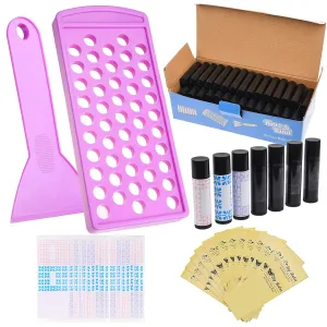 Kare & Kind Lip Balm Filling Tray Kit - 1x Filling Tray, 1x Spatula, 50x Lip Balm Tubes (Black), 50x Writable Sticker (3 colors), 50x Printed Stickers (Transparent) - DIY Homemade Lip Balm - Gift Idea