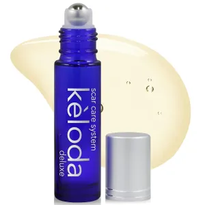 KELODA Deluxe Scar & Keloid Removal Oil & Massager, 0.33 oz | For Treatment of Surgical Scars and Piercing Keloids, Acne, Burns | With Coconut, Shea, Turmeric, Lavender, Helichrysum Oils and Vitamin E