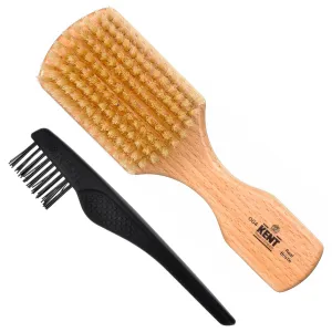 Kent OG4 Rectangular Beachwood Gentlemen's Hair Brush and Facial Brush for Beard Care - Exfoliating Natural Boar Bristle Brush for Mens Grooming, Hair Care, and Beard Straightener for Men's Skin Care