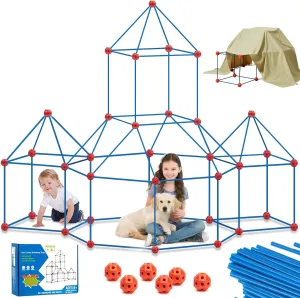 Kids Fort Building Kit, 120 PCS Creative Fort STEM Toys DIY Building Play Tent Tunnels Indoor and Outdoor Playhouse Educational Learning Toys Gifts for 5 6 7 8 9 10 11 12 Year Old Boys Girls