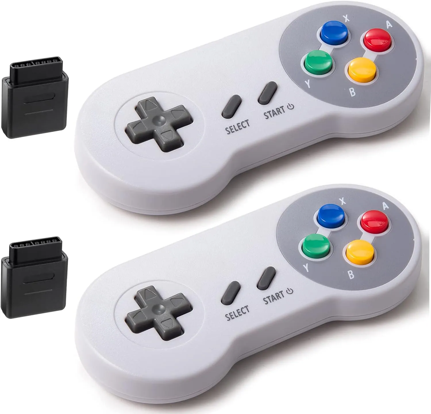 KIWITATA 2 Pack Wireless Controller for SNES Original Console, 2.4GHz Retro Rechargeable Remote Wireless Super SNES Gamepad for SNES Nintendo Entertainment System Console-7 Pin Connector