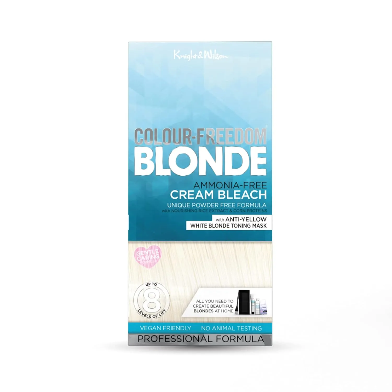 Knight & Wilson Color-Freedom Cream Hair Bleach Kit. Ammonia-Free Formula Lifts up to 8 Shades. Protects & Repairs While Lightening. Complete Hair Bleaching kit with Tint Bowl, Brush, Gloves & Cap