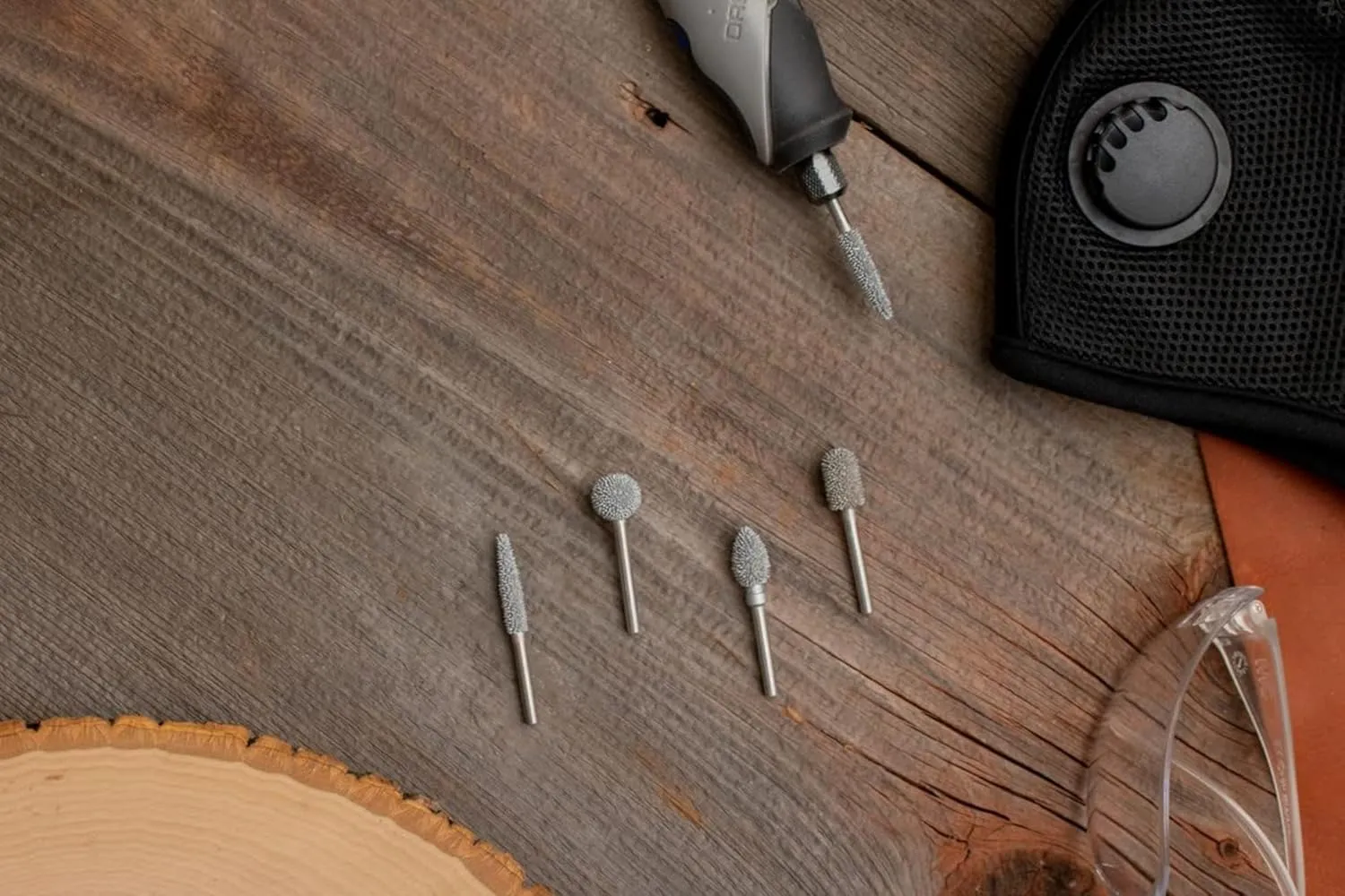 Kutzall 4-Piece Rotary Burr Kit - 1⁄8" Shaft, Coarse - Wood Carving Bits for Dremel, Foredom, Ryobi, DeWalt, Milwaukee Tools - Structured Tungsten Carbide
