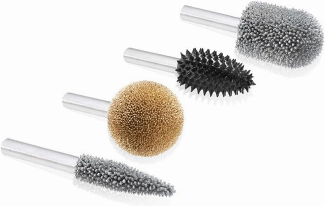Kutzall 4-Piece Rotary Burr Kit - 1⁄4" Shaft, Variety Grit - Wood Carving Bits for Bosch, DeWalt, Milwaukee Tools - Structured Tungsten Carbide Wood Carving Bits