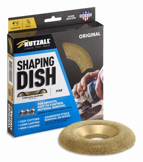 Kutzall Original Shaping Dish - Fine, 4-1⁄2" (114.3mm) Dia. X 7⁄8" (22.2mm) Bore - Woodworking Angle Grinder Attachment for DeWalt, Bosch, Milwaukee. Abrasive Tungsten Carbide, DW412O230