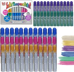 Kwik Stix Solid Tempera Paint Sticks, 72 Metallic Colors, Washable Paint Sticks for Kids, Super Quick Drying, Non-Toxic, Allergen Free, Paint Sticks Class Pack in Metallic Colors, Paint for Kids and Toddlers