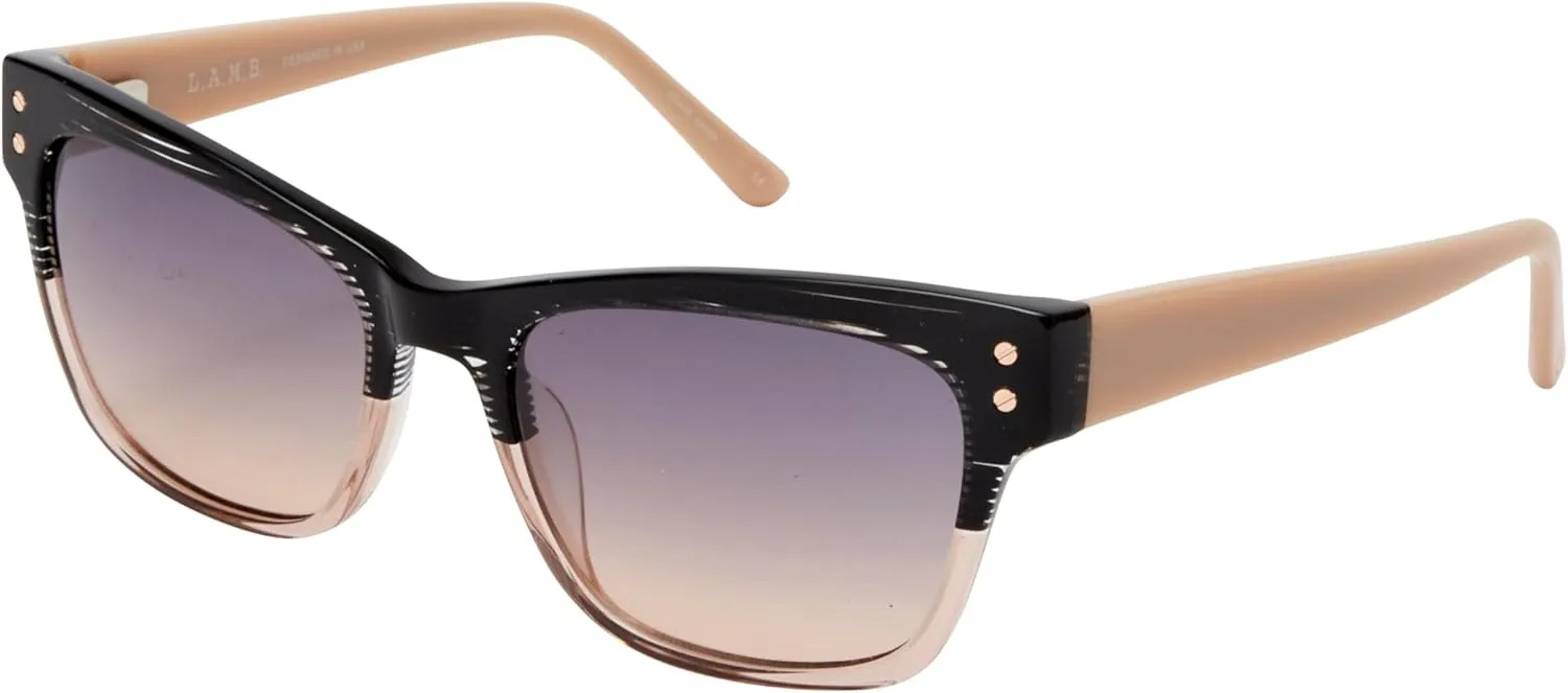 L.A.M.B. Gwen Stefani LA579 Womens Trendy Square Sunglasses, 55 mm, UV400 Protection, Black and Blush