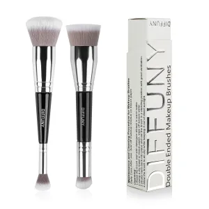 Large Makeup Brushes - Double Ended Foundation & Concealer Brush, Kabuki & Eyeshadow Blending Brush, Blush & Powder Brush