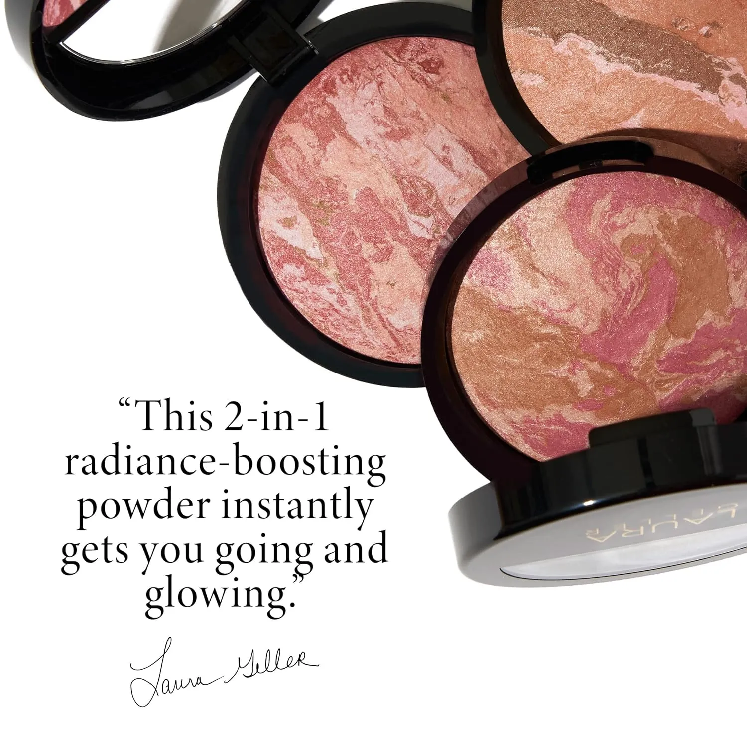 LAURA GELLER NEW YORK Baked Blush-n-Bronze Marbleized 2-in-1 Sculpting Bronzer Blush - Berry Bronze - Contour Face with a Radiant Flush