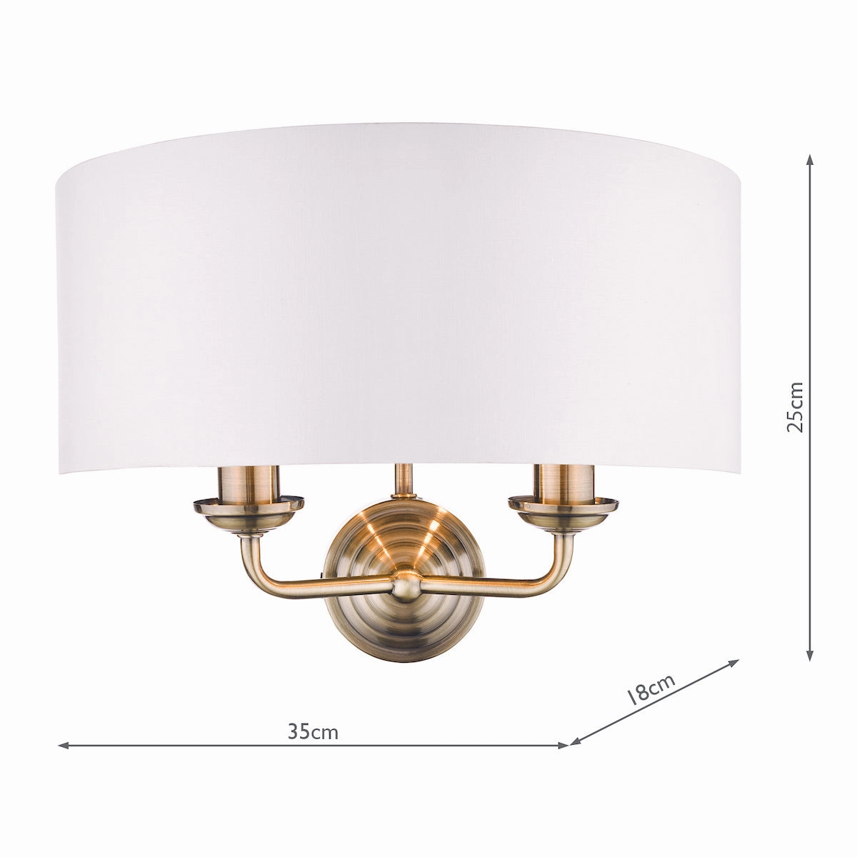 Laura Ashley Sorrento Antique Brass 2 Light Wall Light LA3727850-Q with Ivory Shade