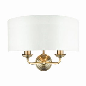 Laura Ashley Sorrento Antique Brass 2 Light Wall Light LA3727850-Q with Ivory Shade