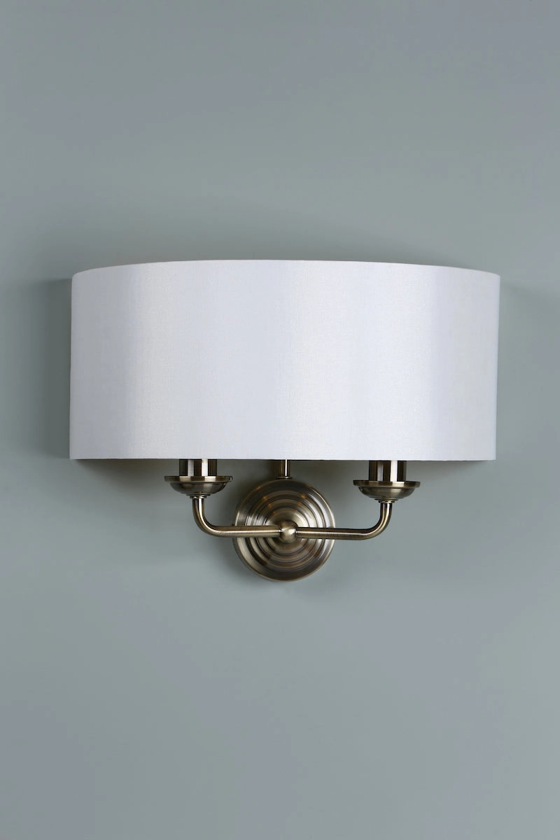 Laura Ashley Sorrento Antique Brass 2 Light Wall Light LA3727850-Q with Ivory Shade