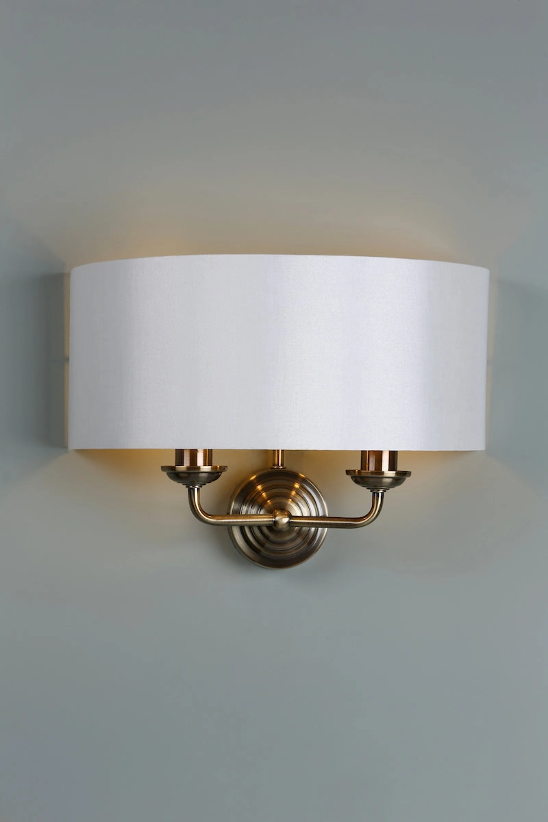 Laura Ashley Sorrento Antique Brass 2 Light Wall Light LA3727850-Q with Ivory Shade